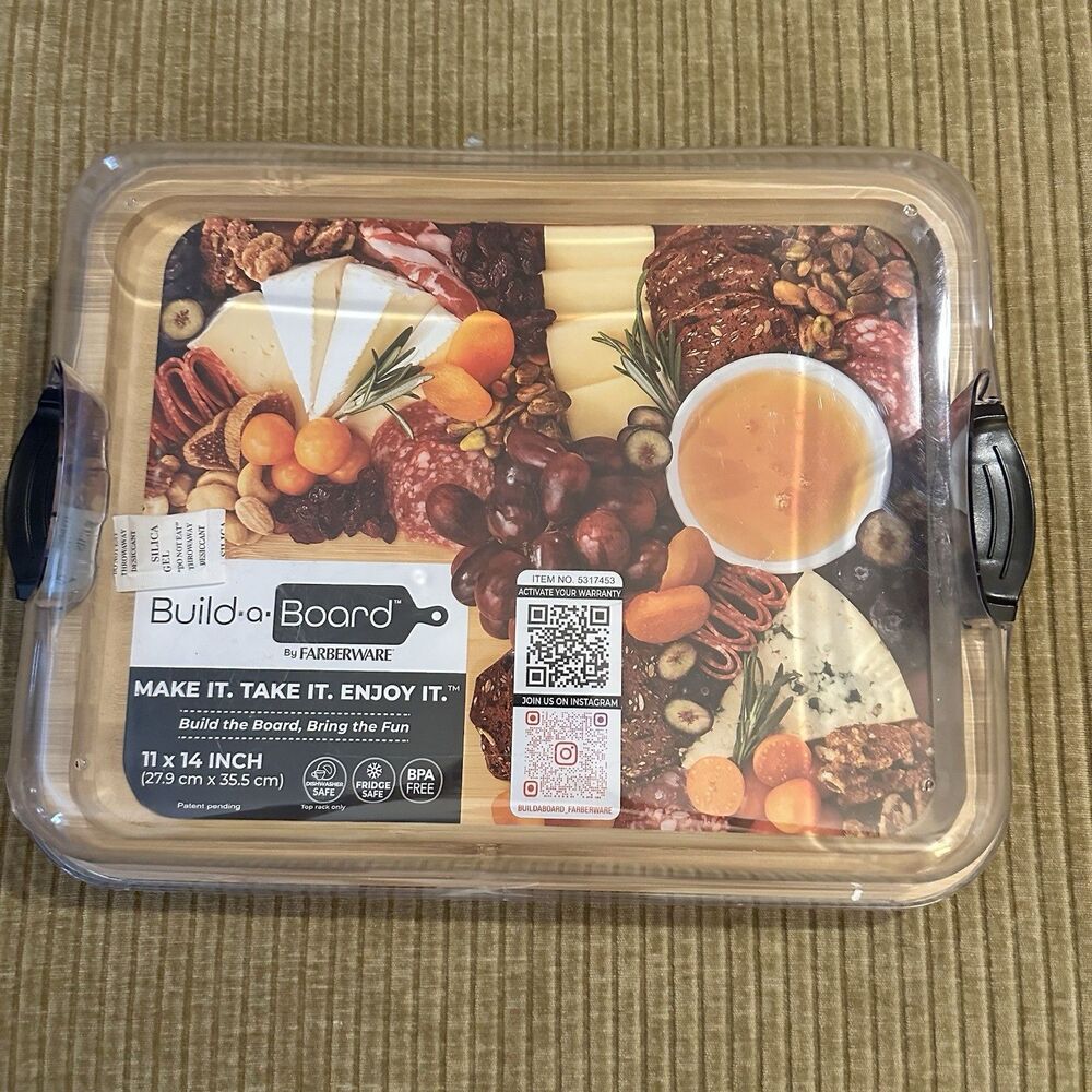 Farberware Build-a-Board Bamboo Cutting Board 11x14 Locking BPA Free Charcuterie